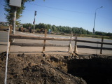 ГНБ прокол, Саранск, Кочкуровское шоссе, место бестраншейного перехода, вид на ГНБ установку